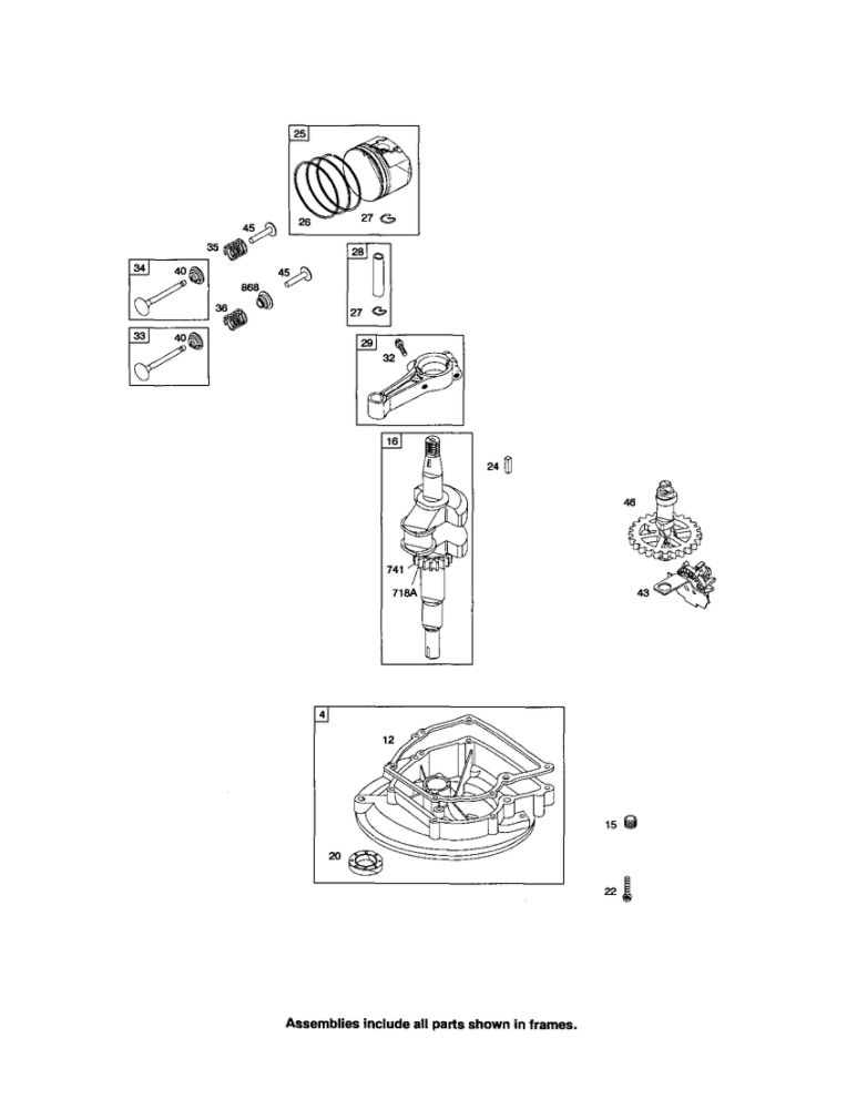 Crankshaft/Sump/Camshaft Diagram and Parts List for 10M900 0005-0712 Briggs and Stratton Engine